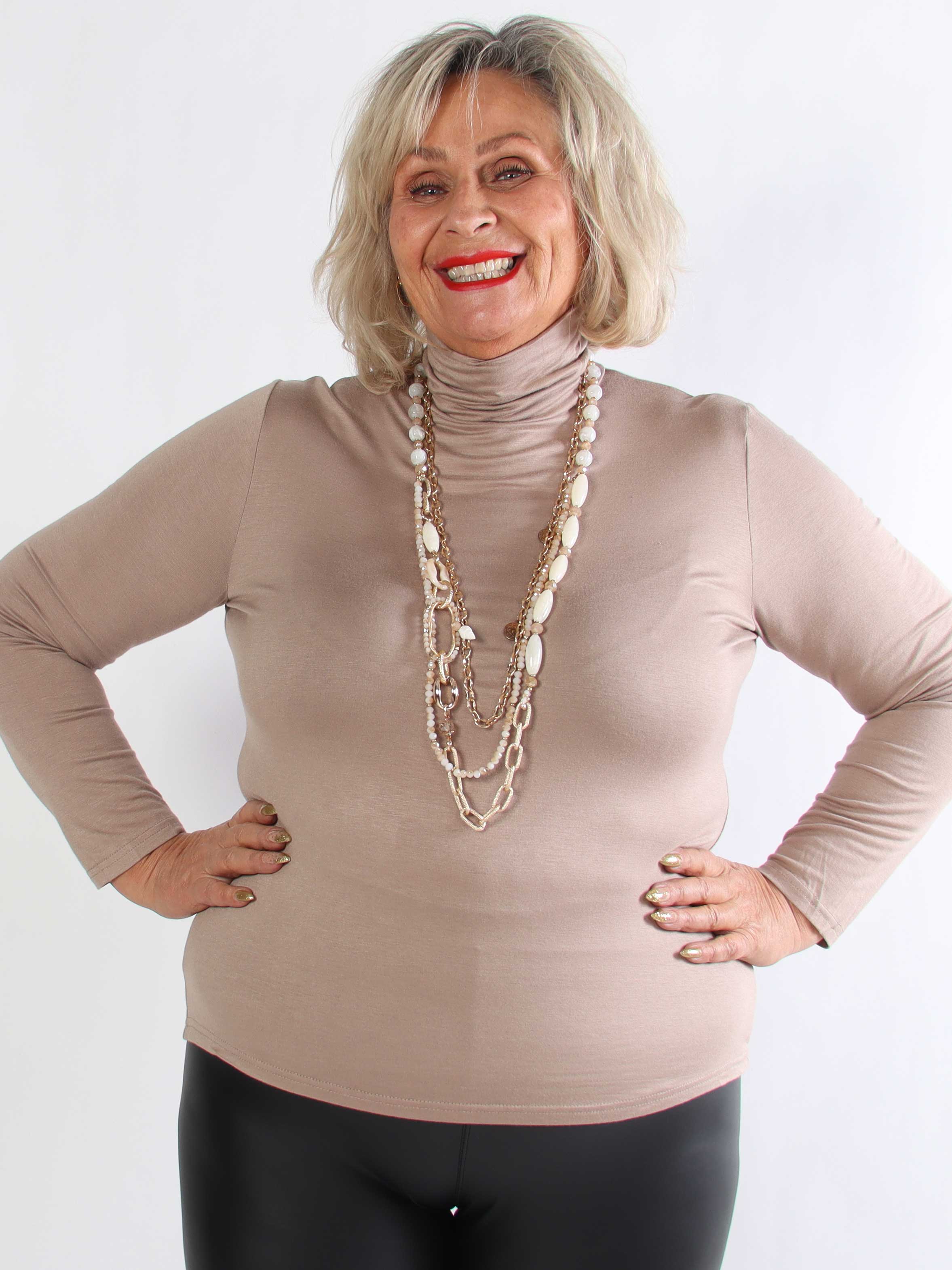 Noras - Langærmet basis bluse i viskose med turtleneck